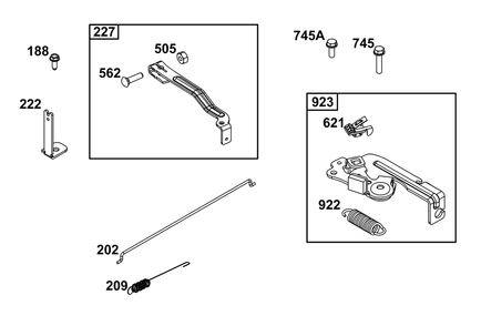 Controls Group Diagram and Parts List for 09P902-0018-H5 020000 - 09Z999 Briggs and Stratton Engine
